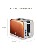 Swan Copper Solace toaster 2 slice, imported from the UK