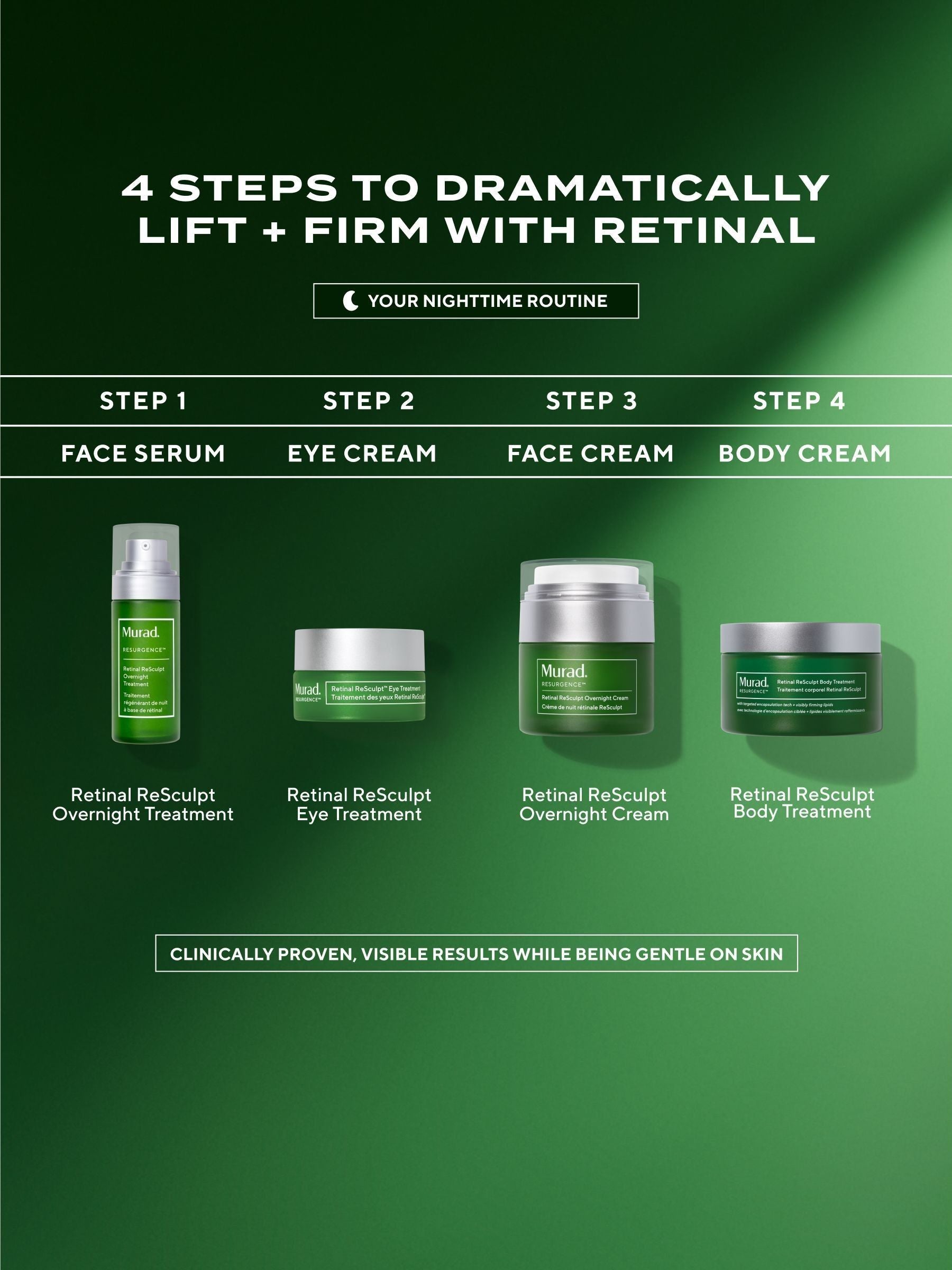 Murad Retinal ReSculpt Overnight Cream skincare product, imported from the UK