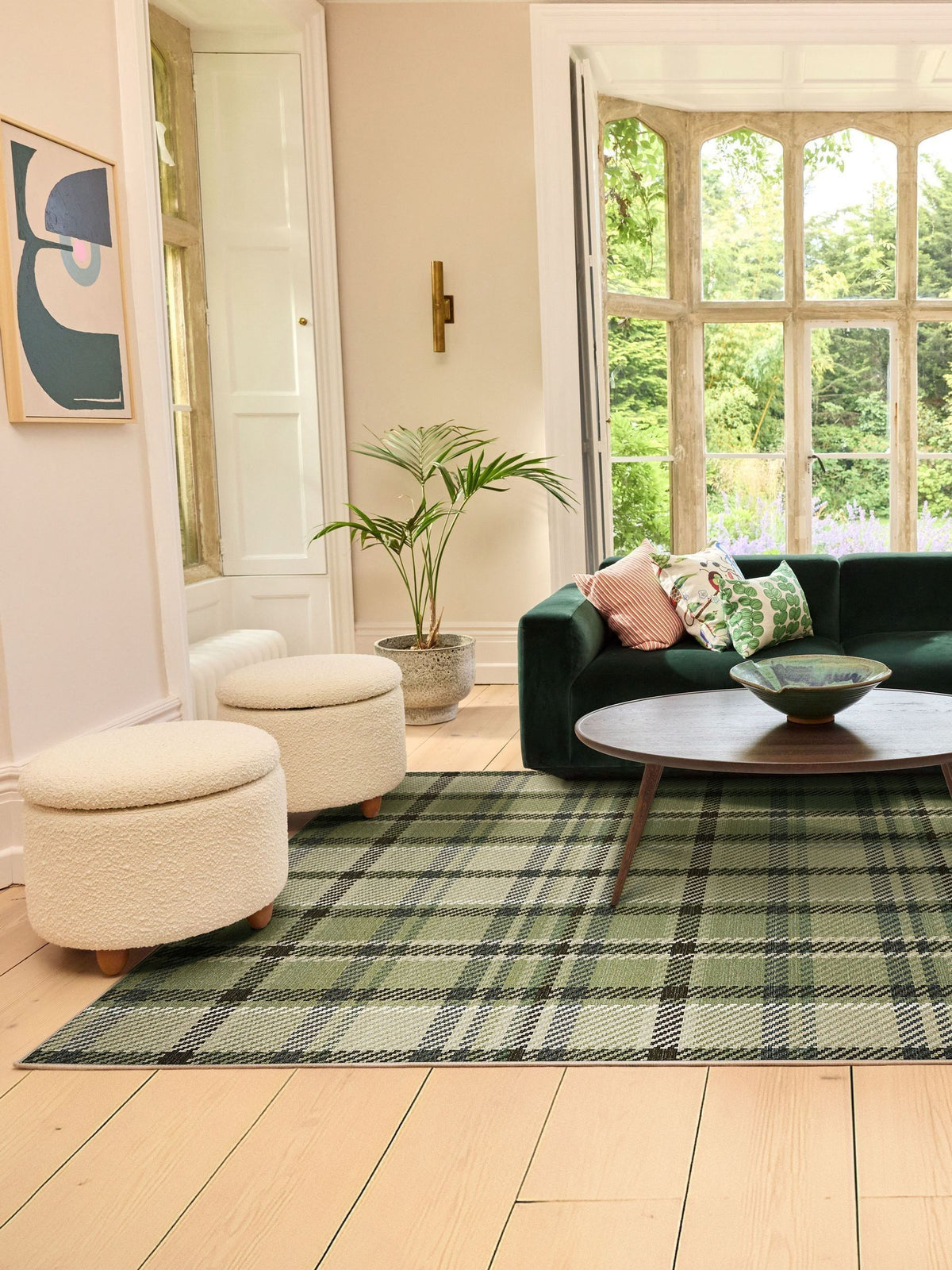 Hug Rug Green Isla Plaid rug, imported from the UK
