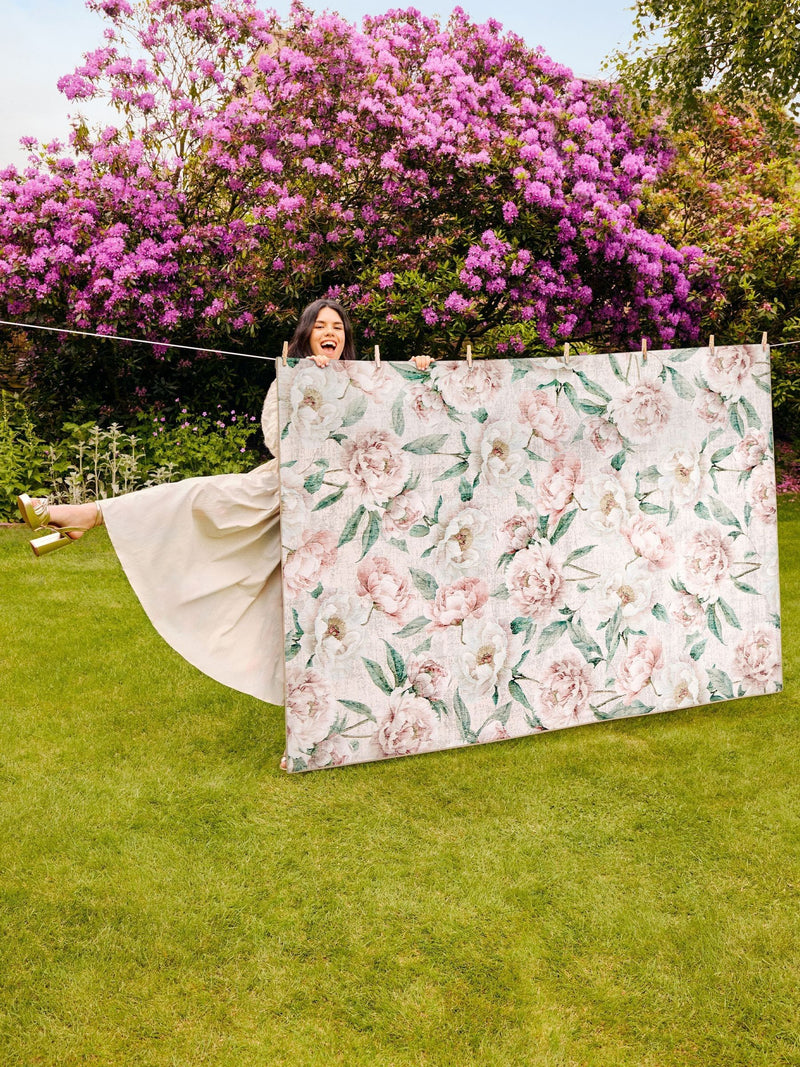 Hug Rug Pink Blooming Peonies rug, imported from the UK