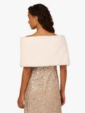 Adrianna Papell white faux fur wrap cover-up, imported from the UK