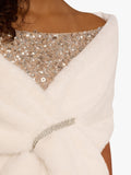 Adrianna Papell white faux fur wrap cover-up, imported from the UK