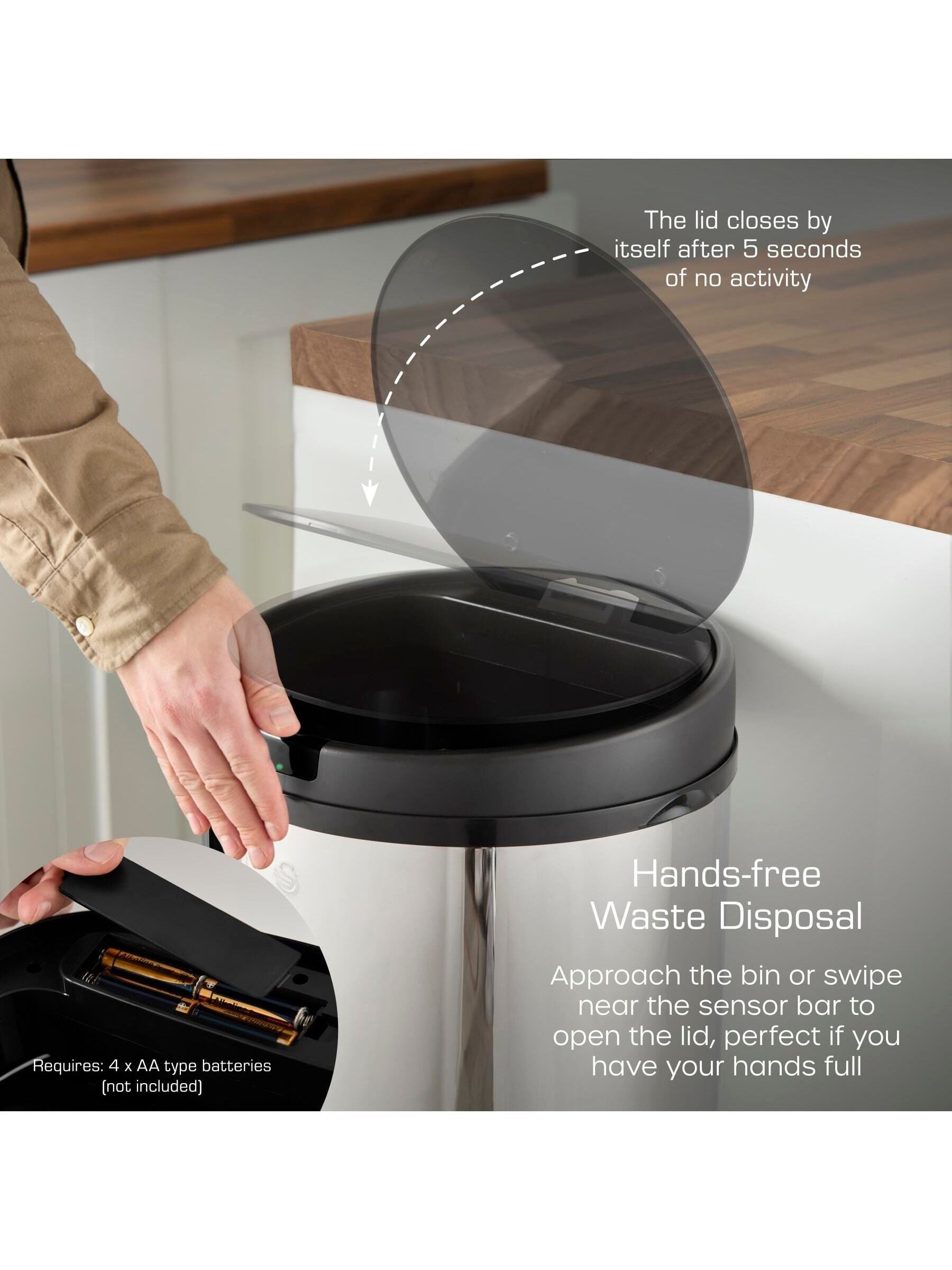 Swan stainless steel sensor bin 50L (British brand)