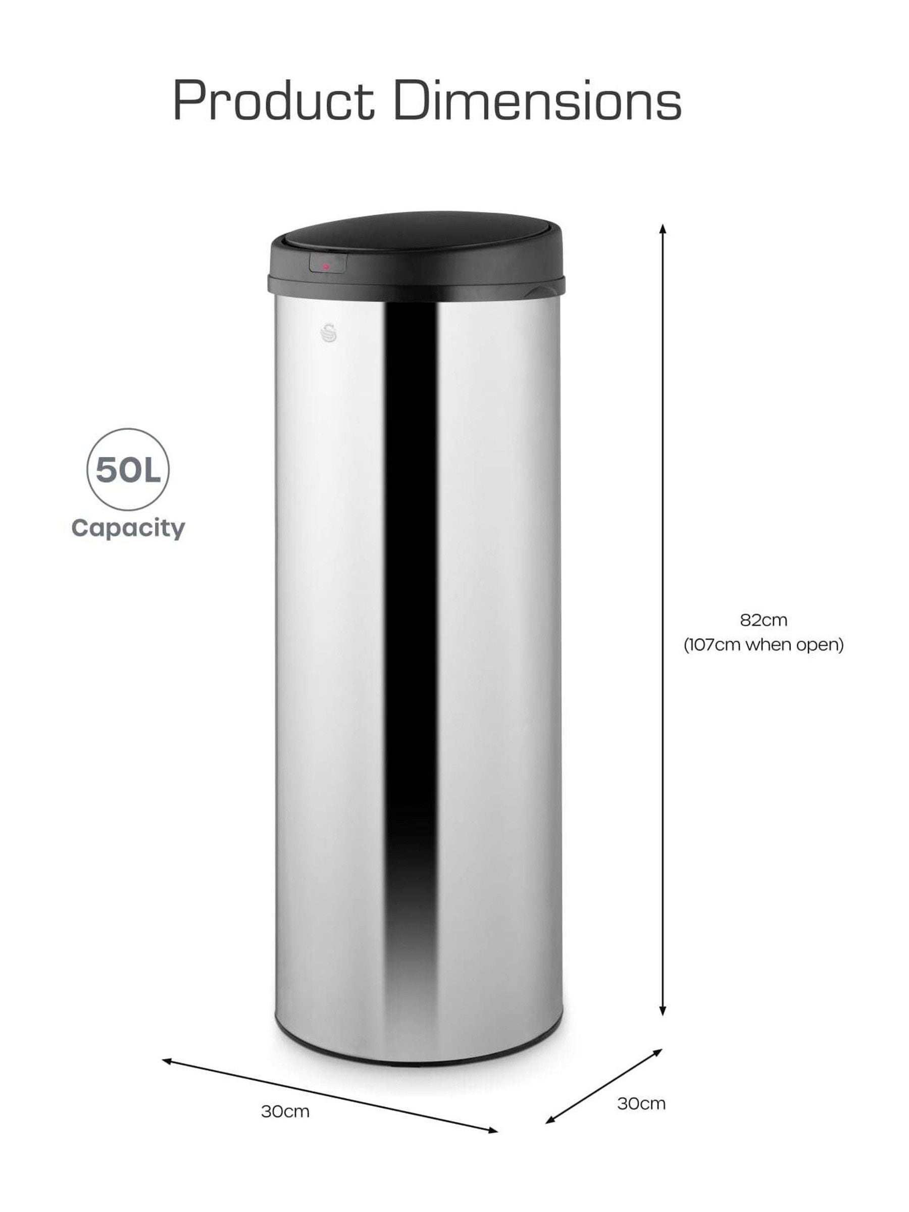 Swan stainless steel sensor bin 50L (British brand)