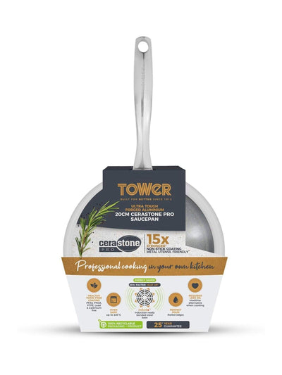 Neste Tower Graphite Cerastone Pro 20cm Kasserolle med Glasslokk - Kjøp online hos McGrocer