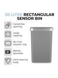 Tower Black Rectangular Sensor Bin 50L - British product
