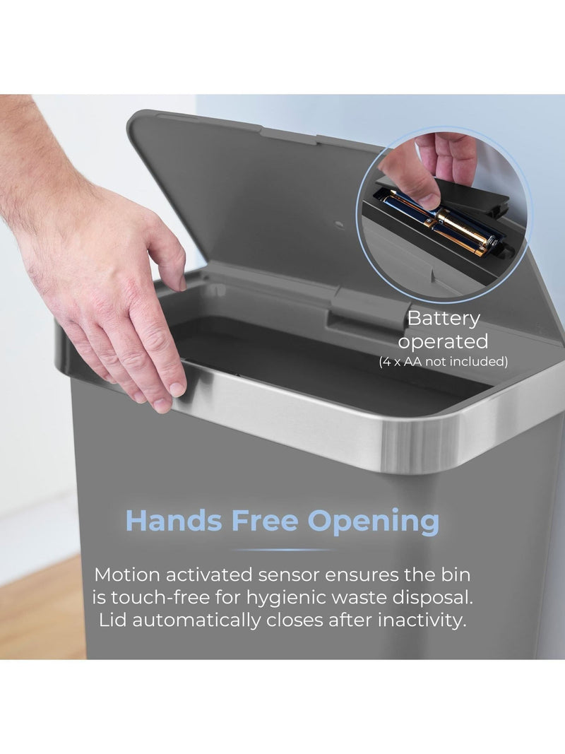 Tower Black Rectangular Sensor Bin 50L - British product