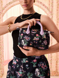 Cath Kidston black floral mini tote cross-body bag (British brand)
