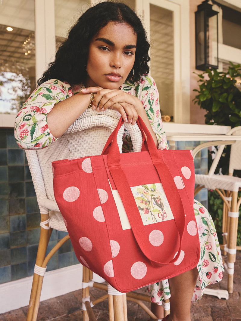Cath Kidston red polka dot large market tote (British brand)