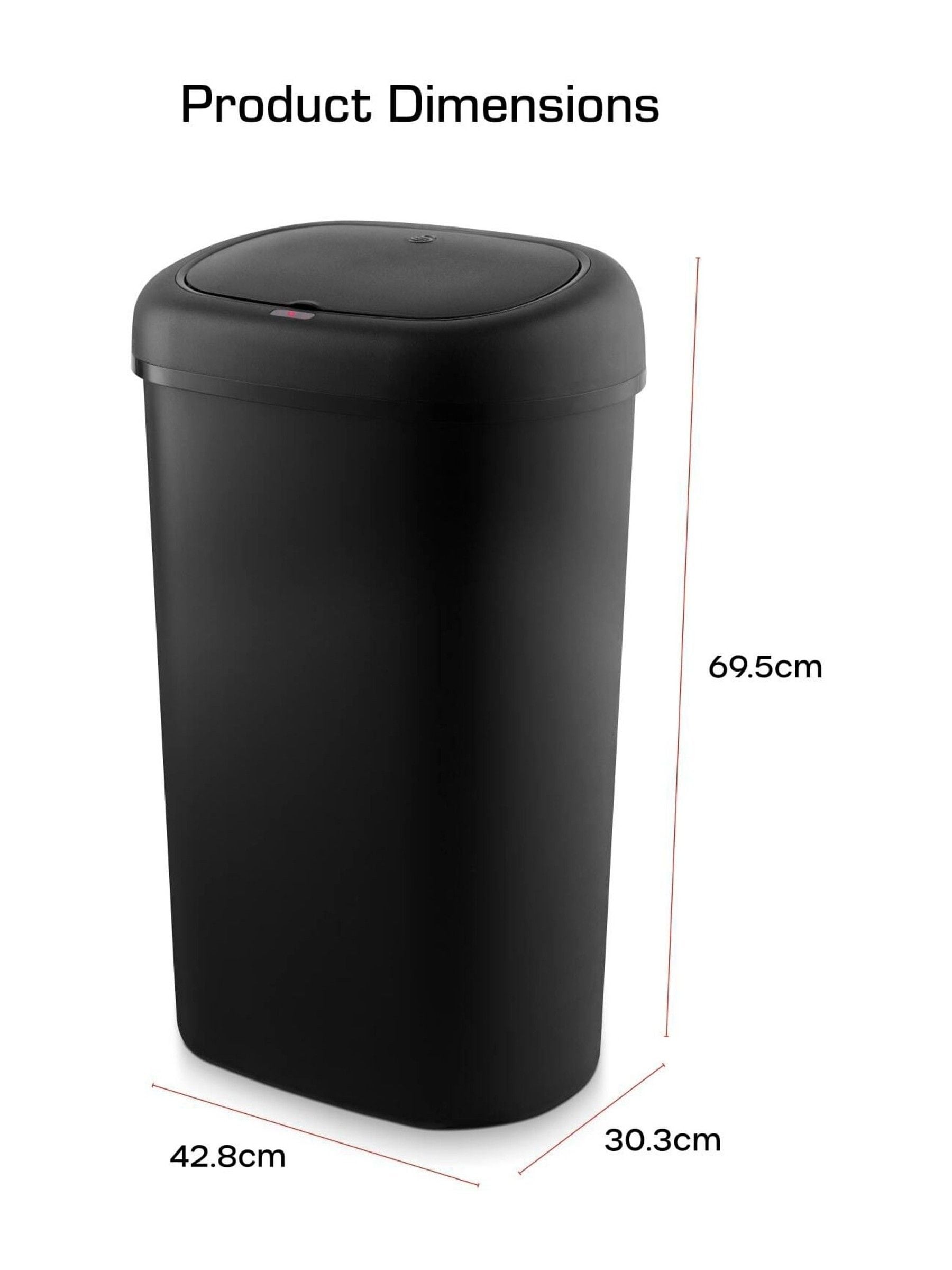 Swan Black Oval sensor bin 55L (British brand)
