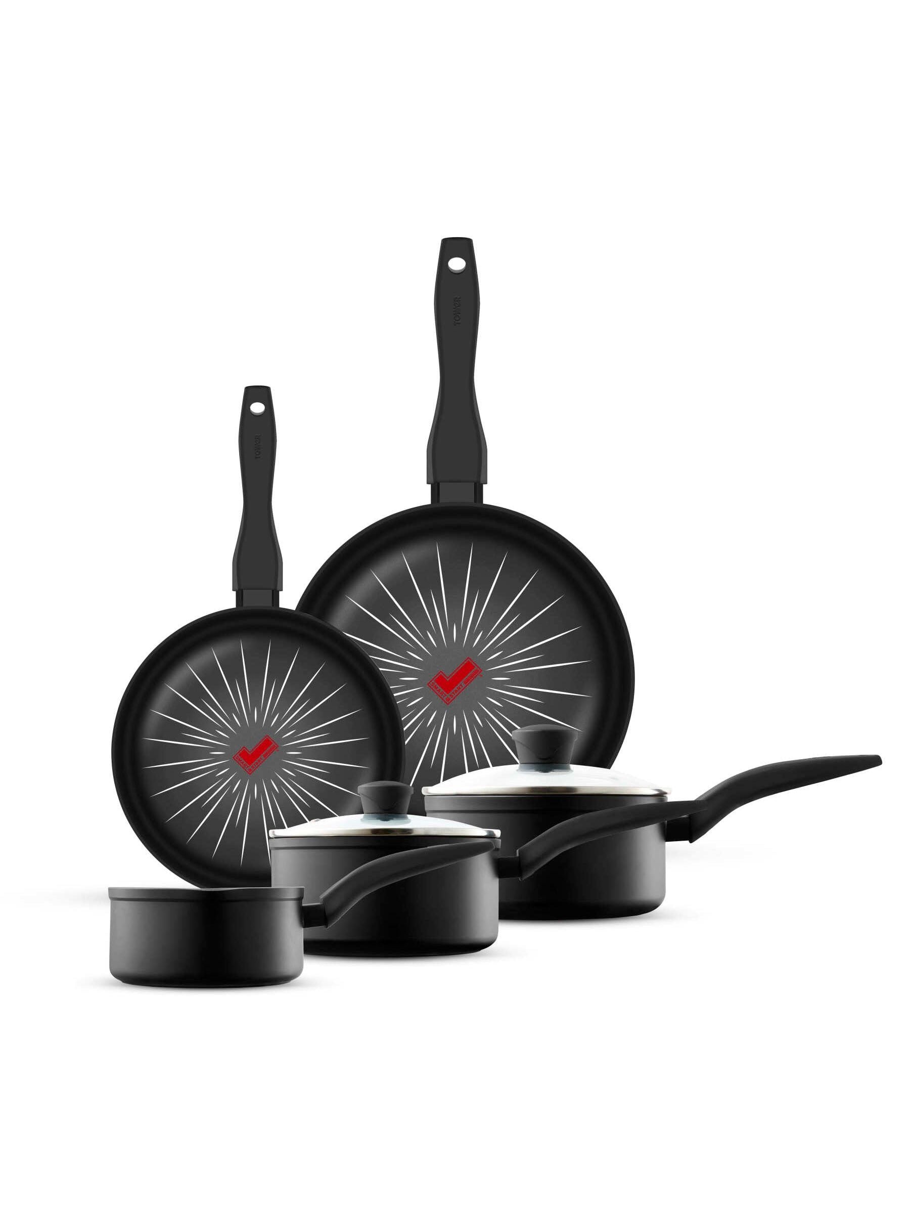 Tower Black Smart Start Forged 5 Piece Cookware Set (British brand)