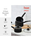 Swan Black Townhouse 3 Piece Saucepan Set