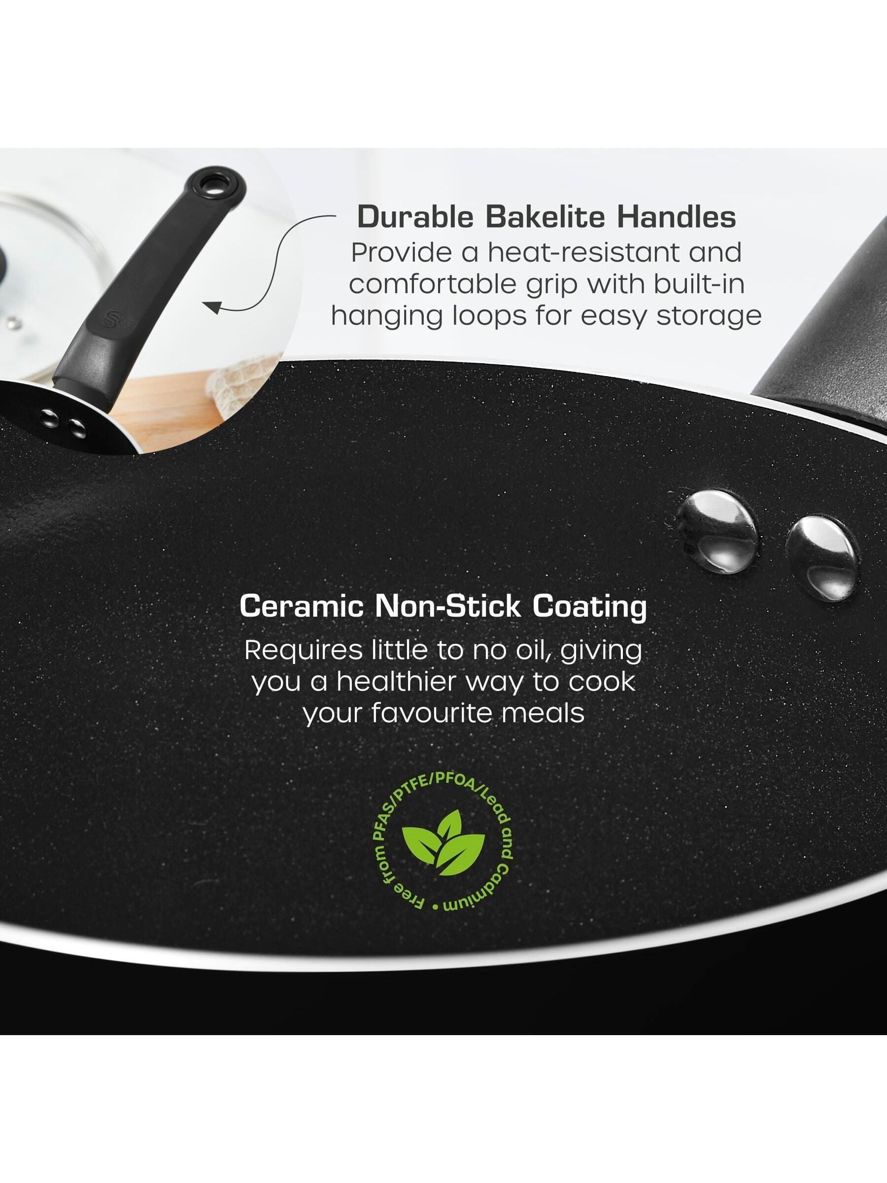 Swan Black Townhouse 3 Piece Saucepan Set