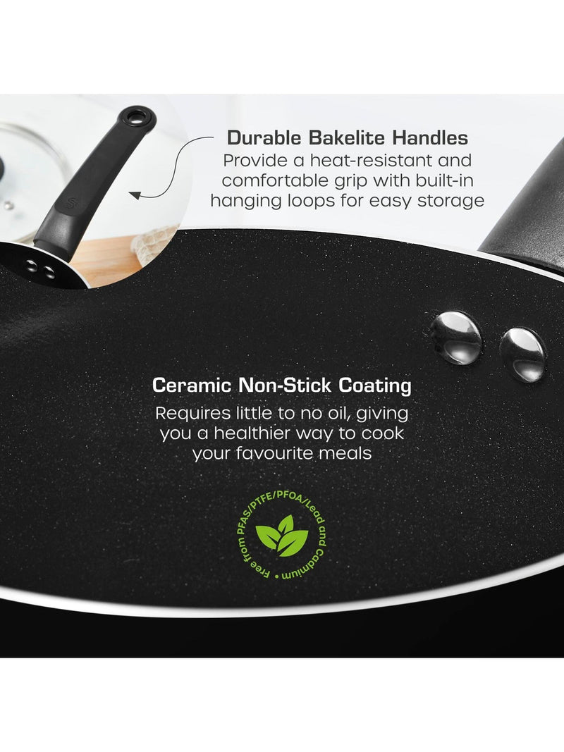 Swan Black Townhouse 3 Piece Saucepan Set