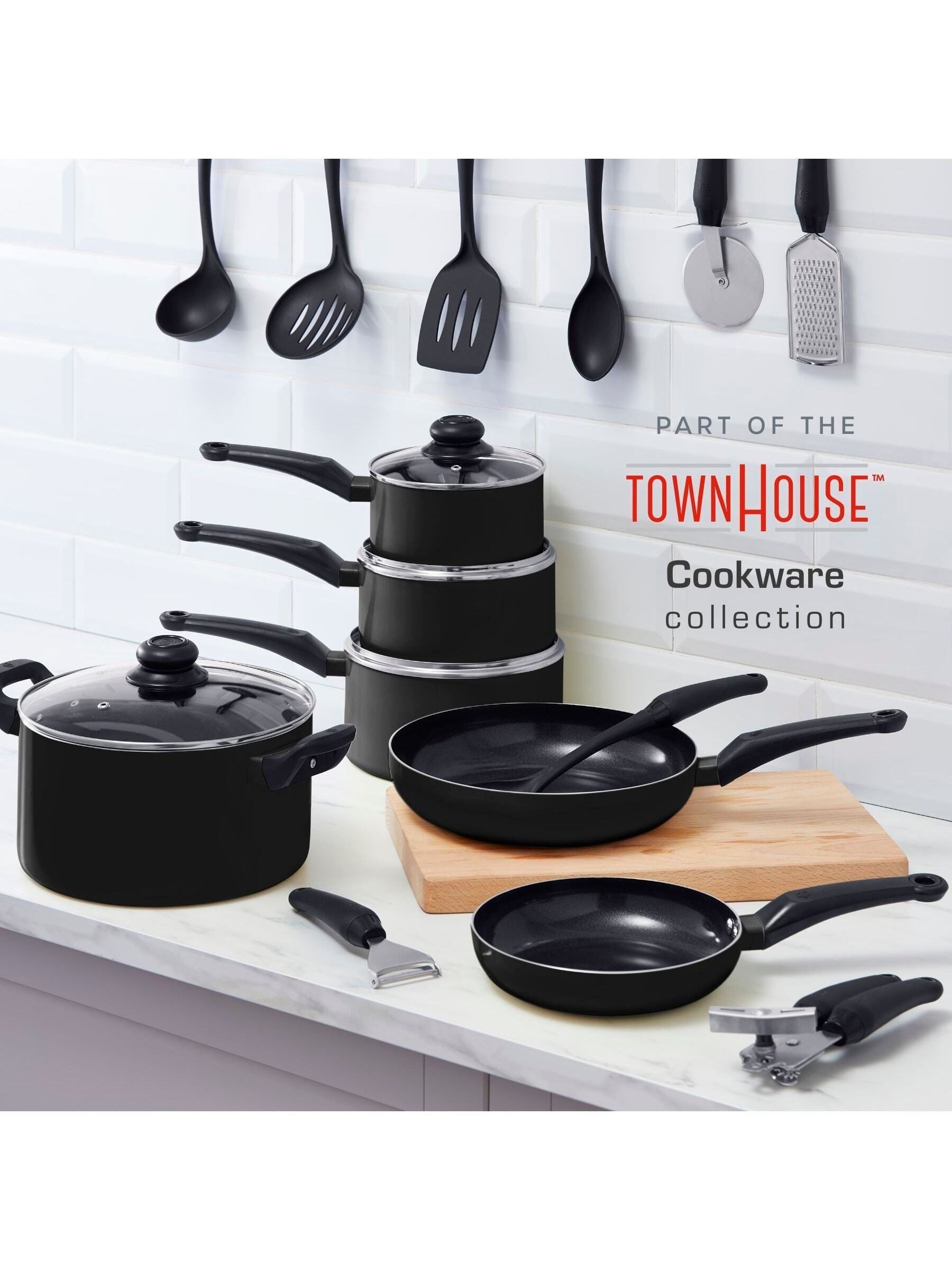 Swan Black Townhouse 3 Piece Saucepan Set