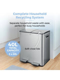 Tower Stainless Steel 40L Pedal Bin 2 x 20L