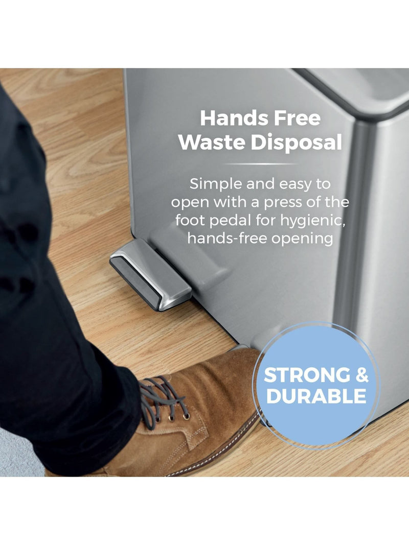 Tower Stainless Steel 40L Pedal Bin 2 x 20L