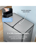 Tower Stainless Steel 40L Pedal Bin 2 x 20L