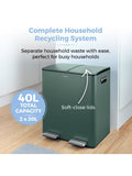 Tower Forest Green 40L Pedal Bin 2 x 20L