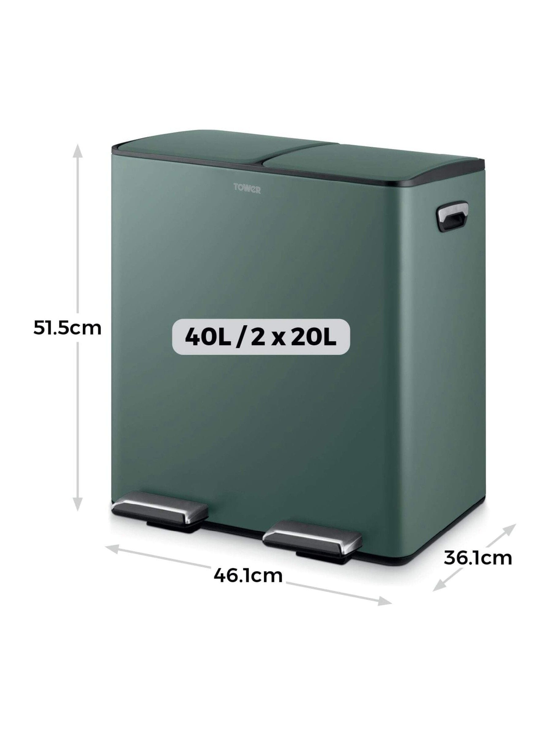 Tower Forest Green 40L Pedal Bin 2 x 20L