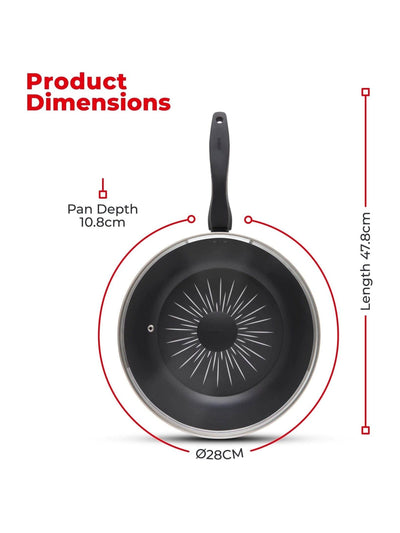 Poêle à frire antiadhésive forgée Smart Start Tower Black 28cm avec couvercle Next - Acheter en ligne chez McGrocer