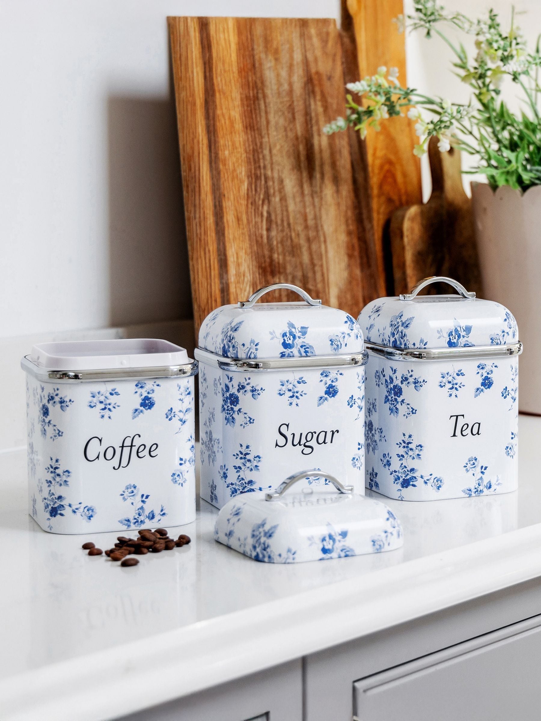 Laura Ashley China Rose canister set 3 piece - British product
