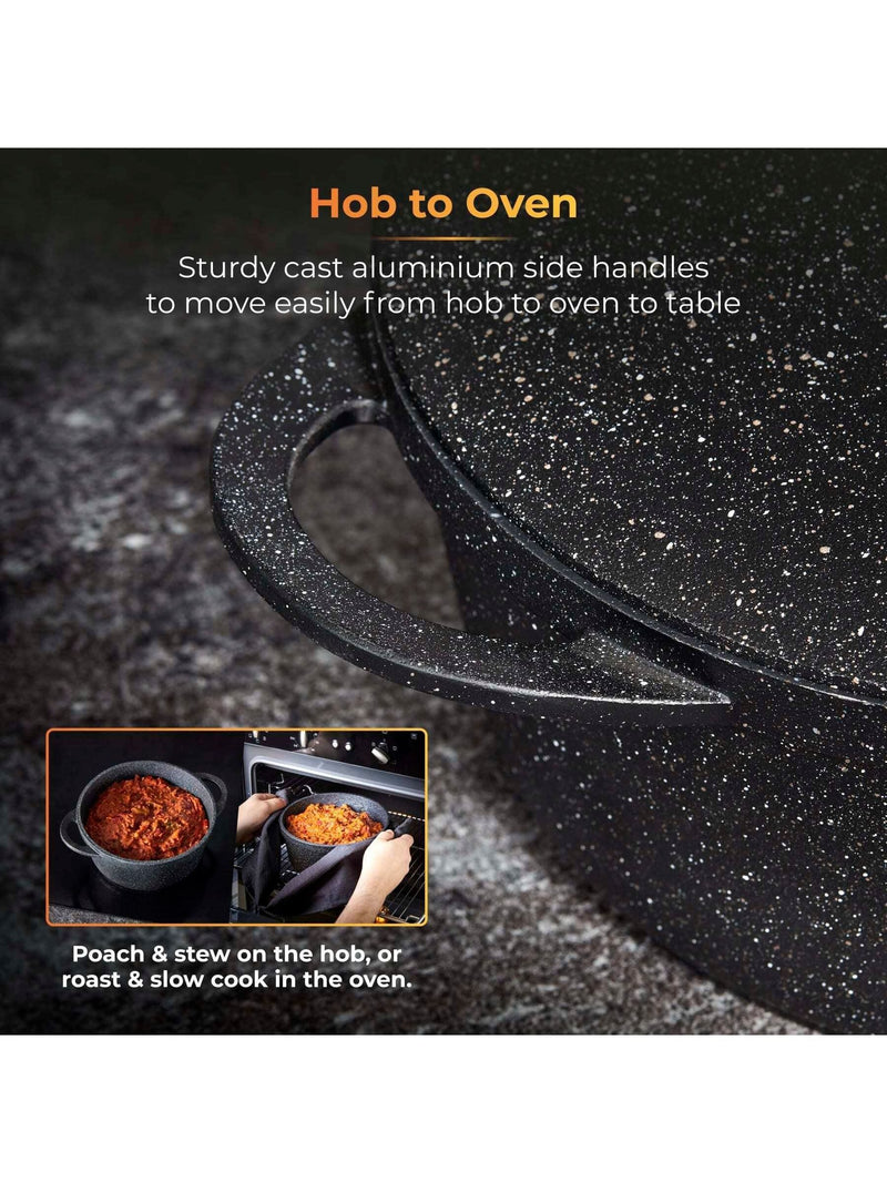 Tower Black 20cm Casserole Dish with Aluminium Lid