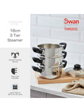 Swan stainless steel 3 tier steamer 18cm - British product