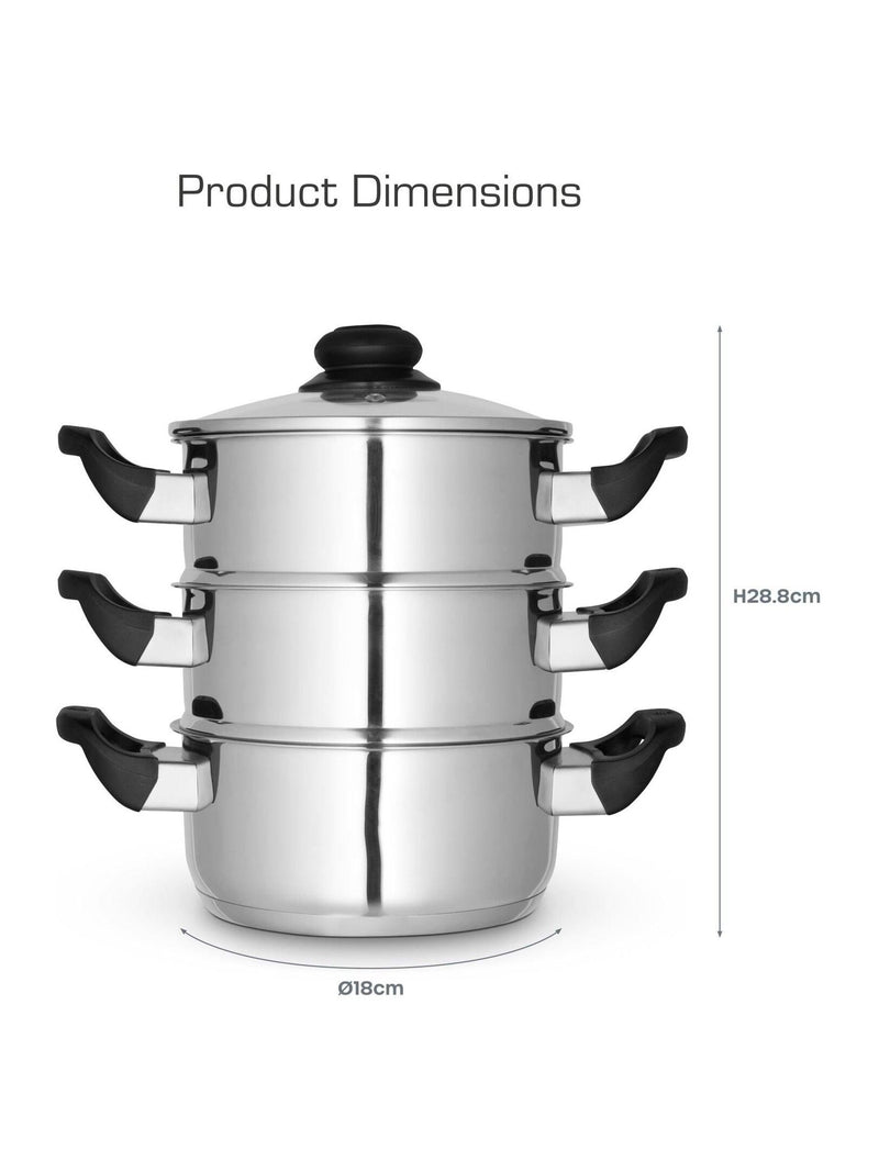 Swan stainless steel 3 tier steamer 18cm - British product