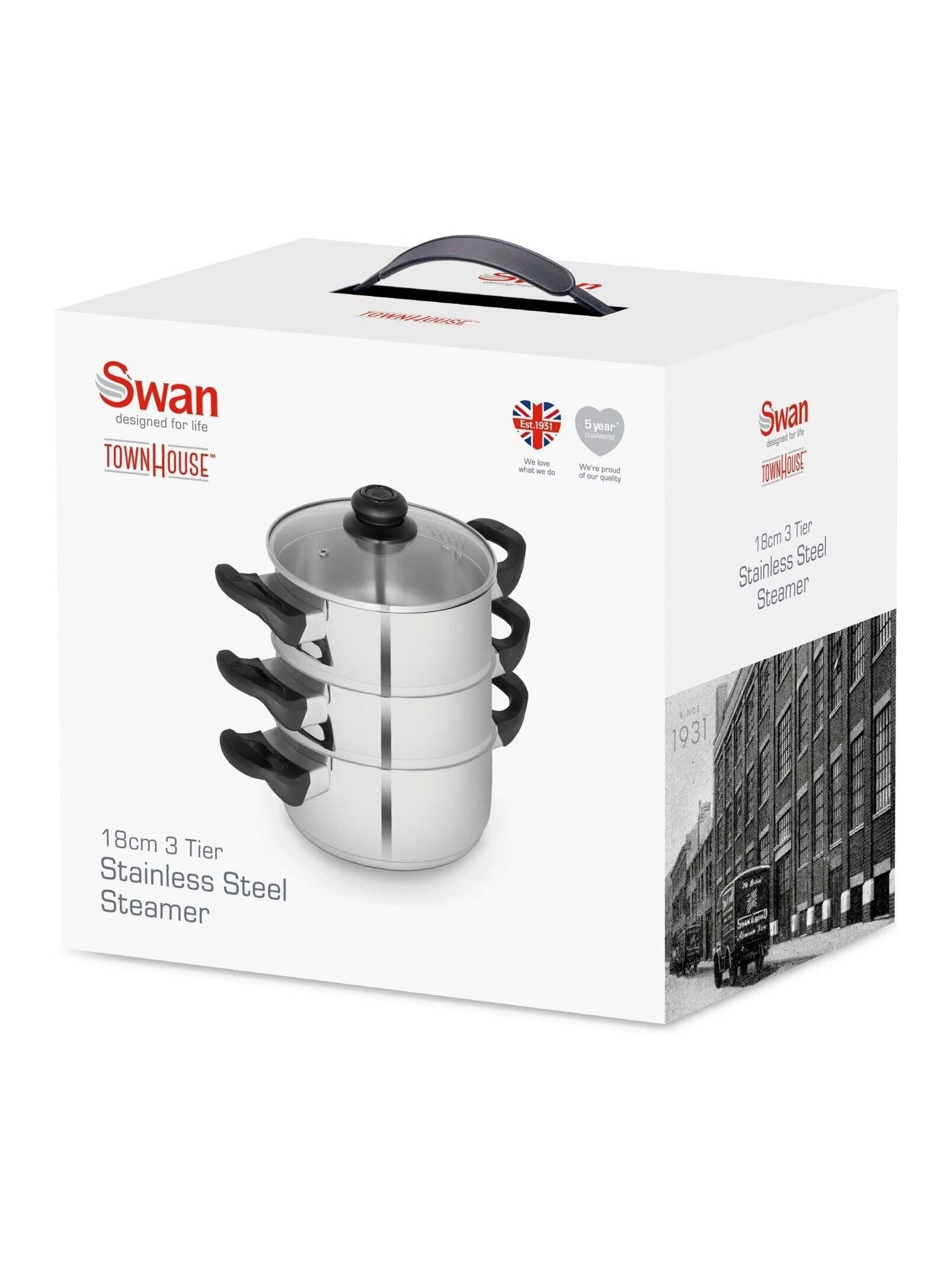 Swan stainless steel 3 tier steamer 18cm - British product