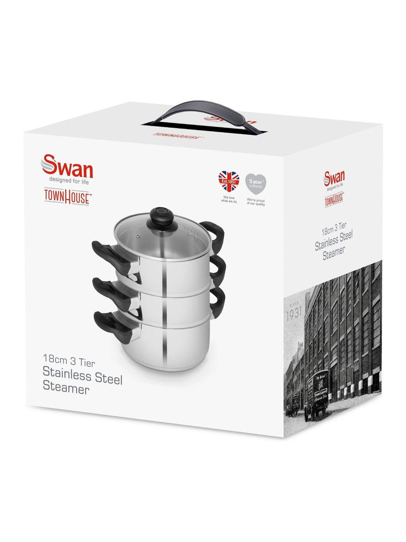 Swan stainless steel 3 tier steamer 18cm - British product