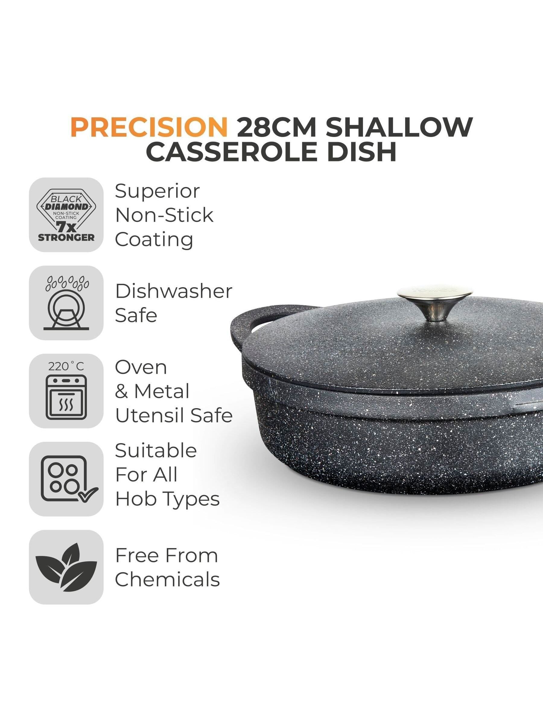 Tower Black Shallow Casserole Dish 28cm (British brand)
