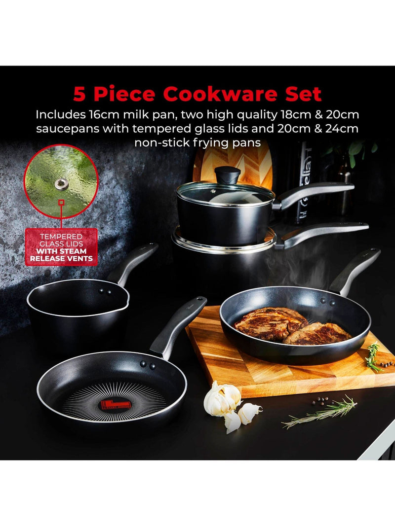 Tower 5 piece black cookware set (British brand)