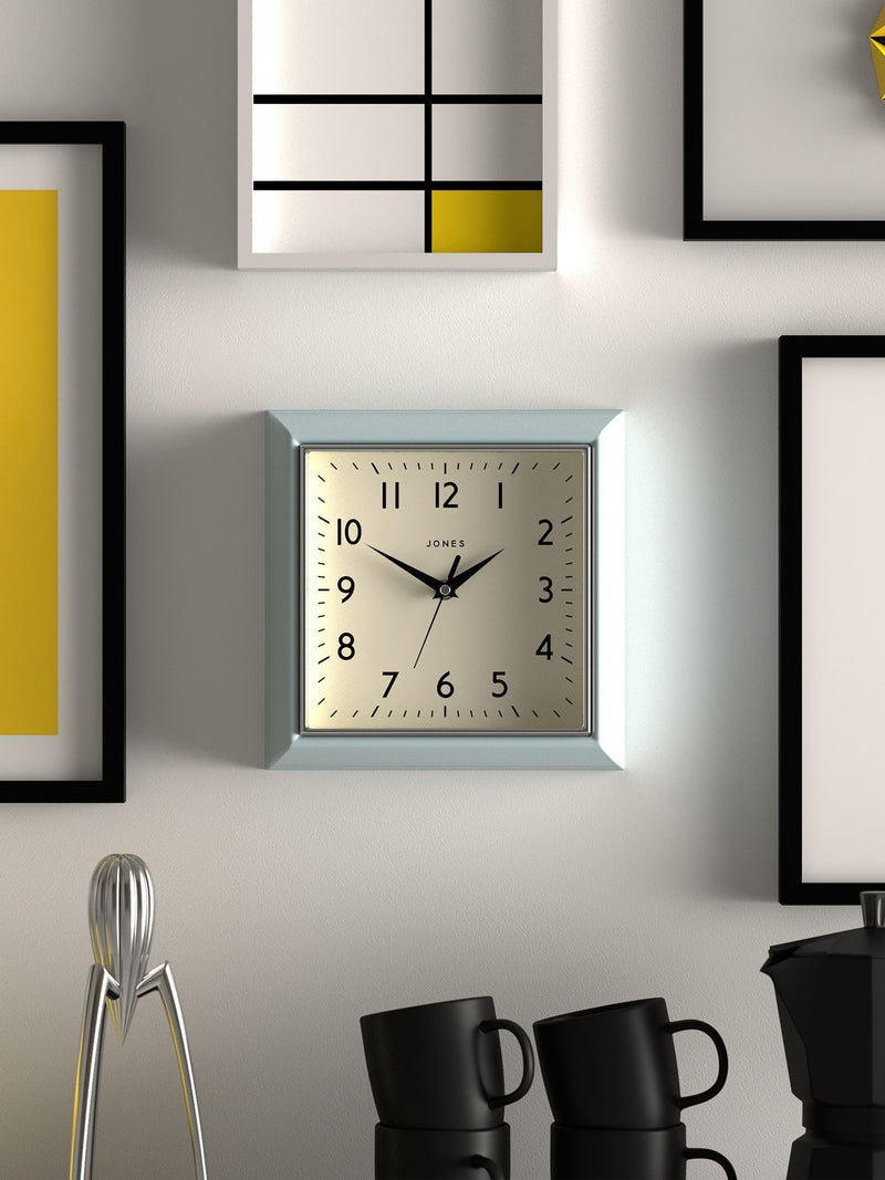Jones Clocks Yellow A Retro Square Wall Clock