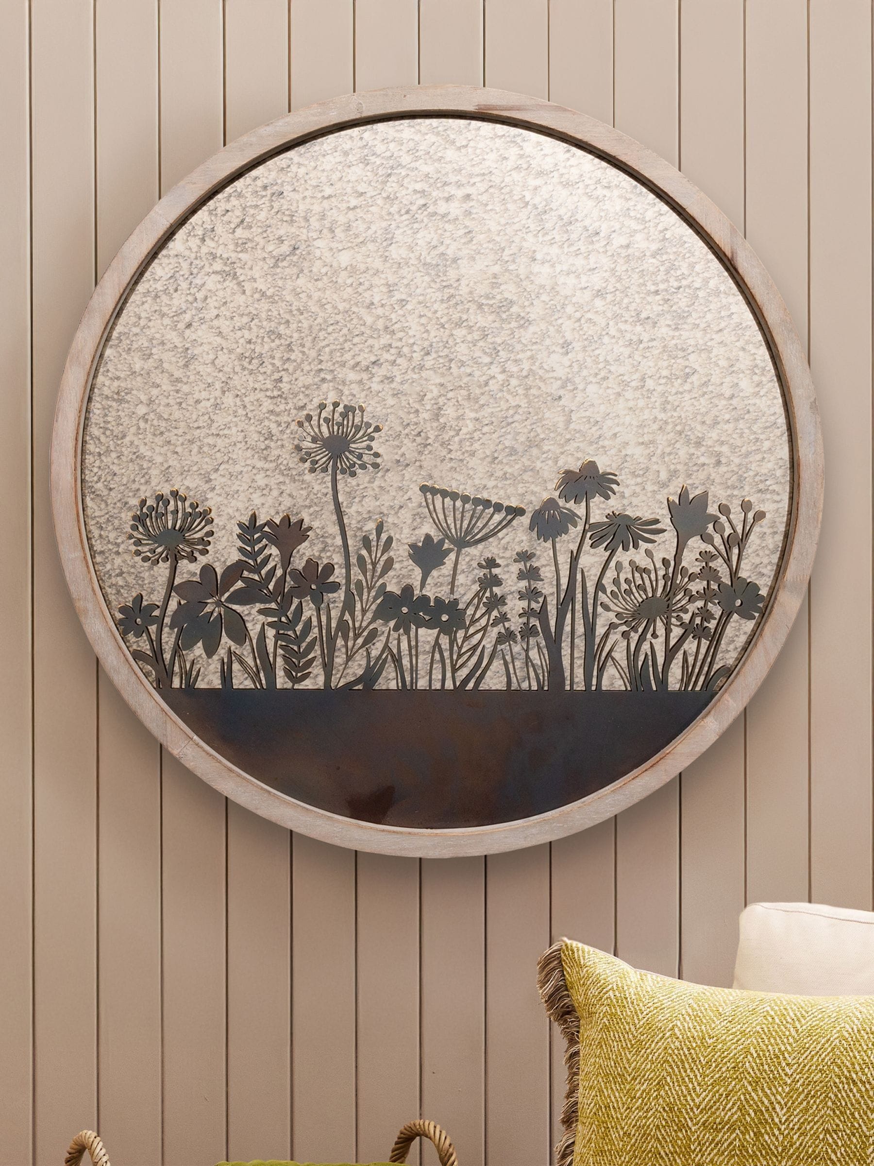 Voyage Maison Grey Fleure Et Faune Circle Antique Mirror 70cm (British brand)