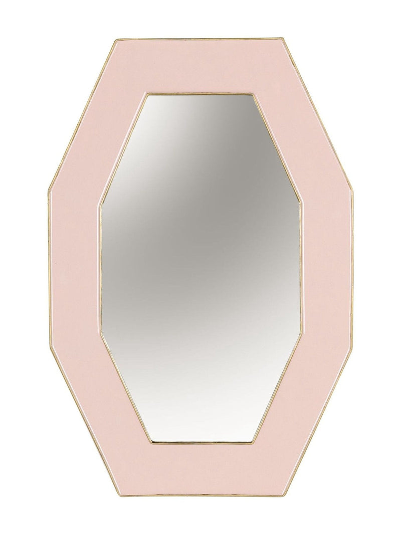Pink Octagonal Wall Mirror with Wide Frame