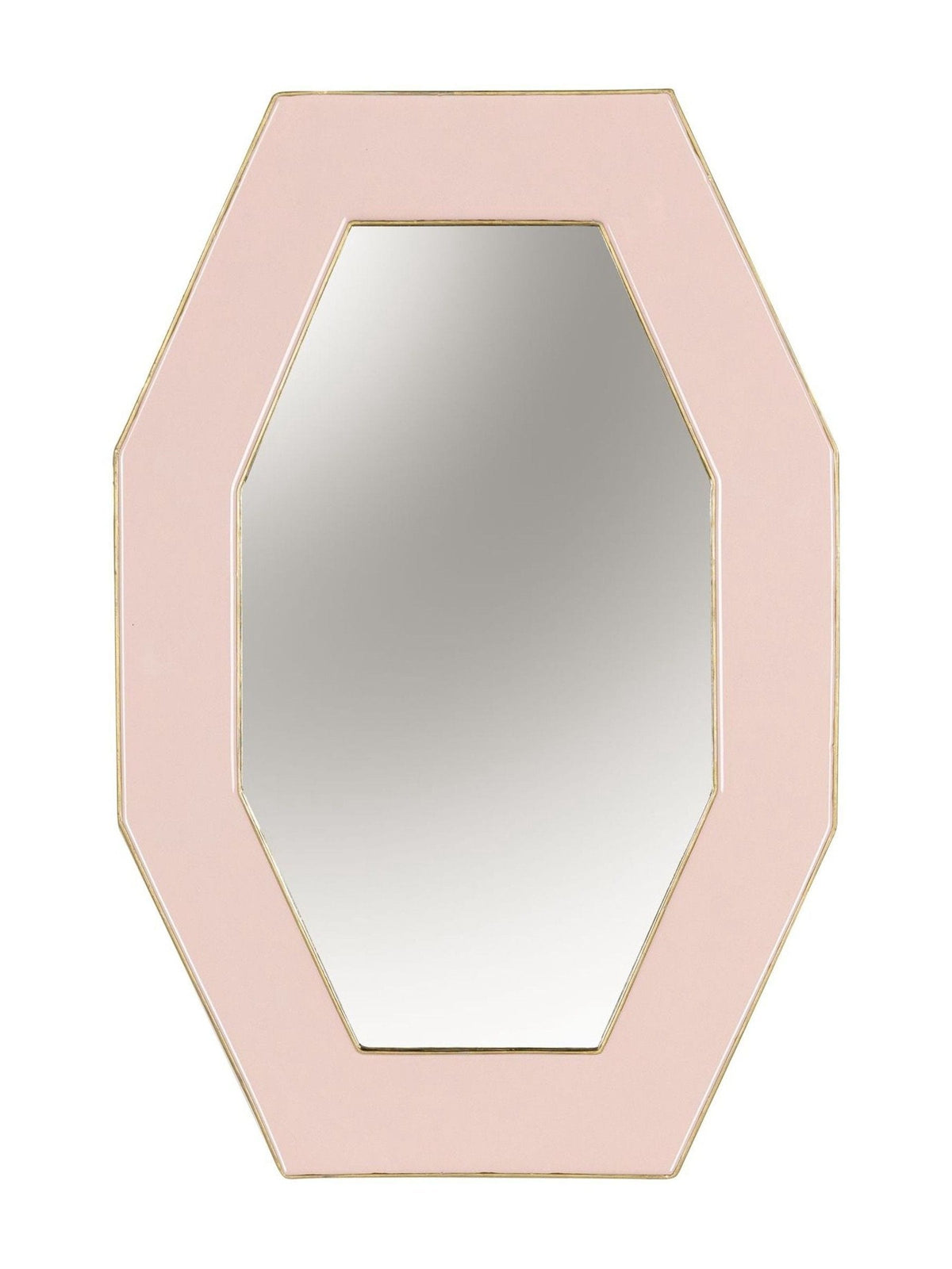 Pink Octagonal Wall Mirror with Wide Frame