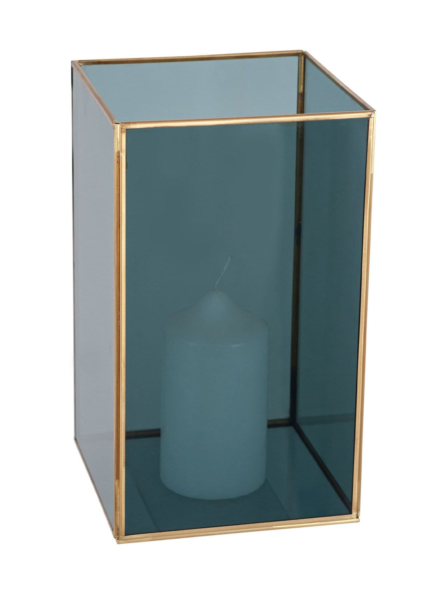 Pacific Lifestyle brass glass square candle holder - British product