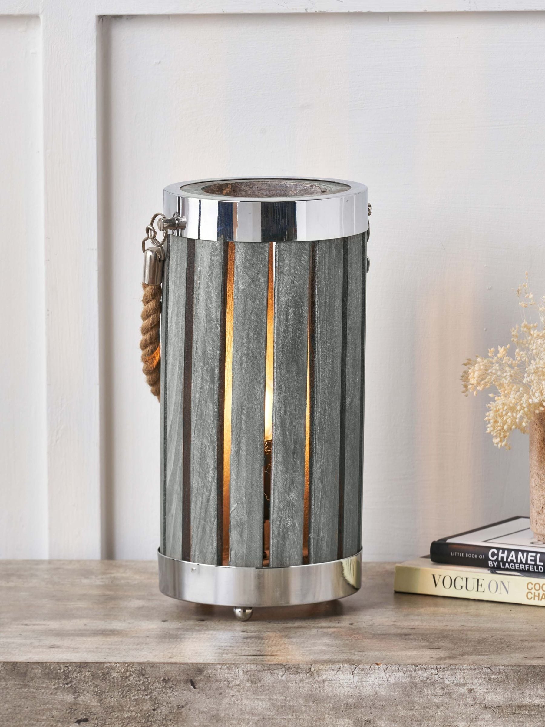 Pacific Grey small Austell wash wood lantern light - British product