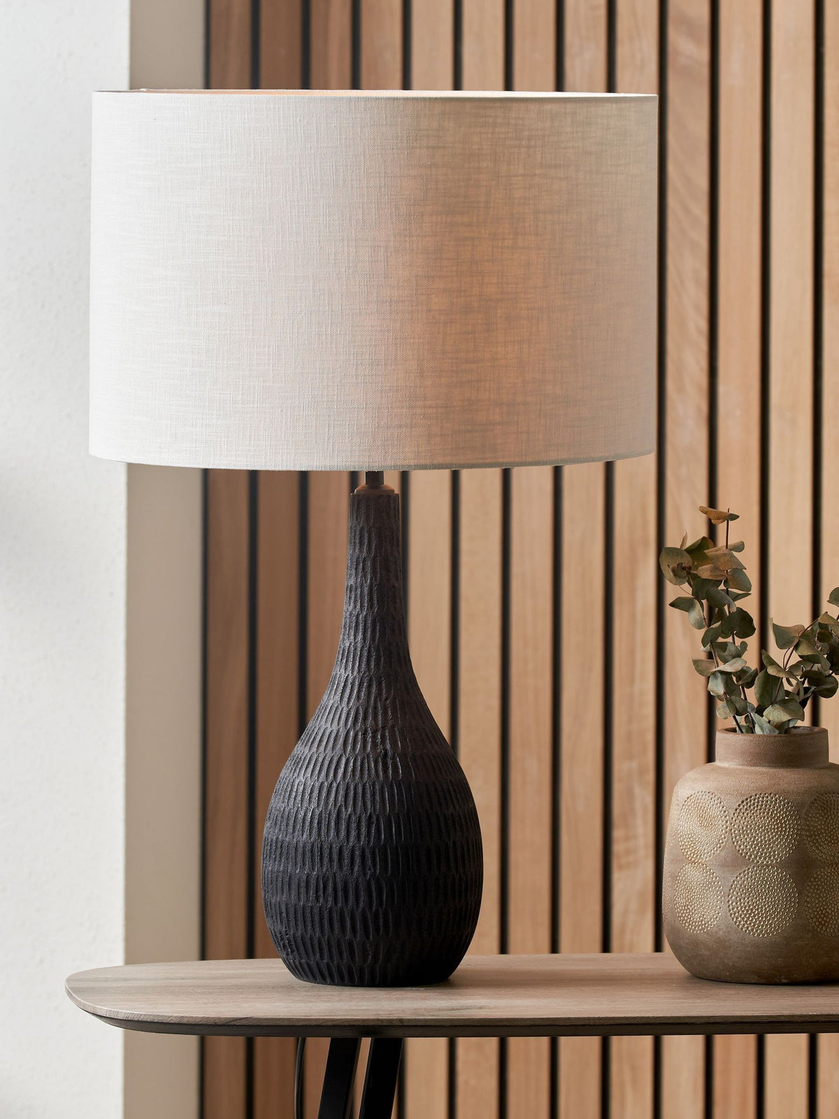 Pacific engraved wood bottle table lamp, British home decor product