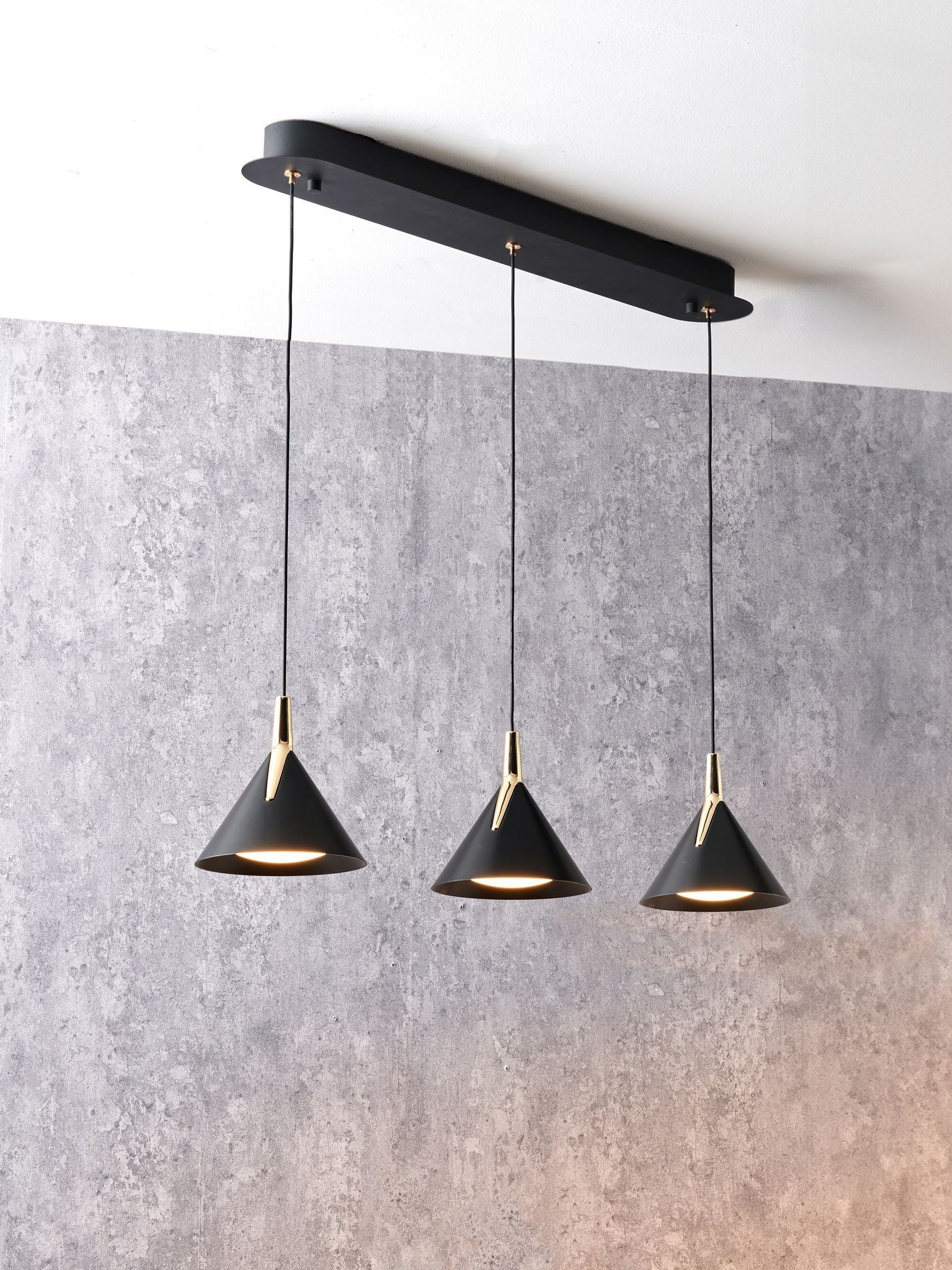 Pacific Black 3 drop LED pendant ceiling light (British brand)