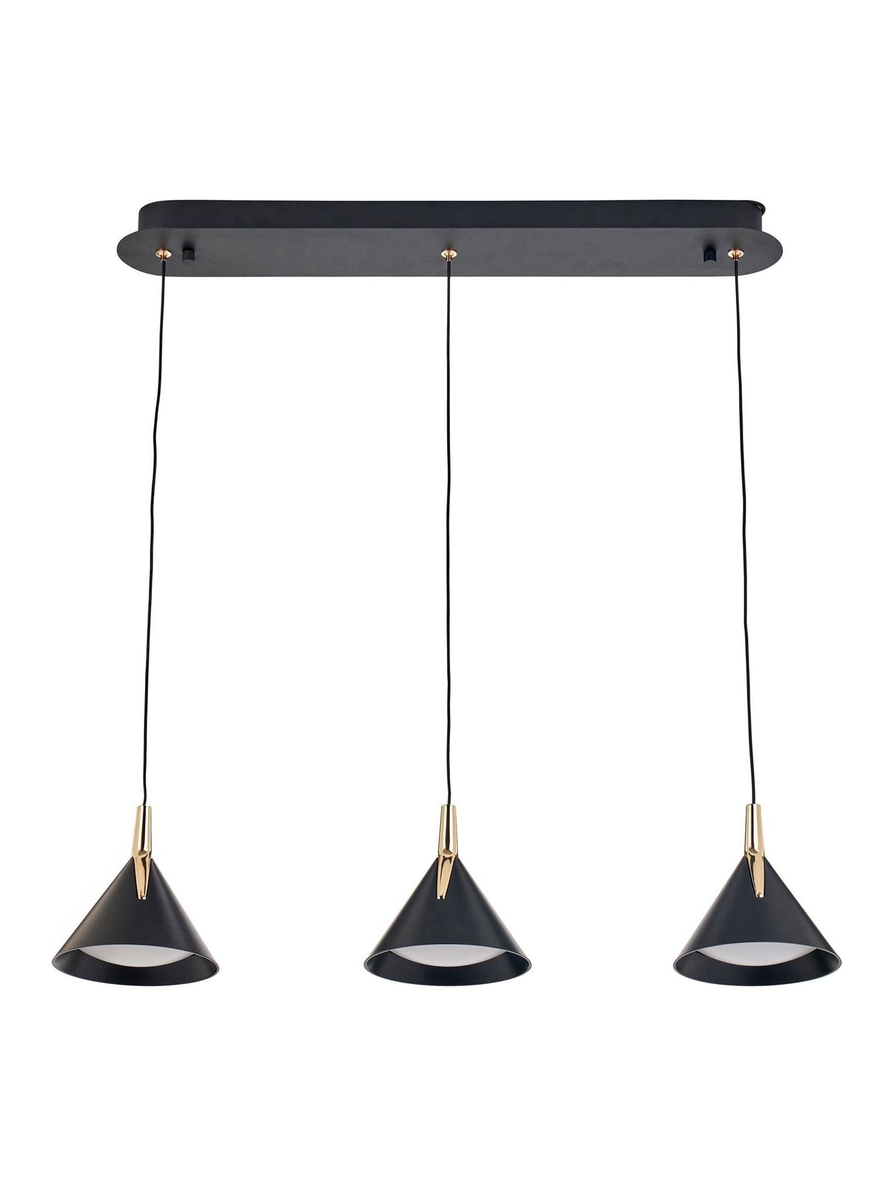 Pacific Black 3 drop LED pendant ceiling light (British brand)