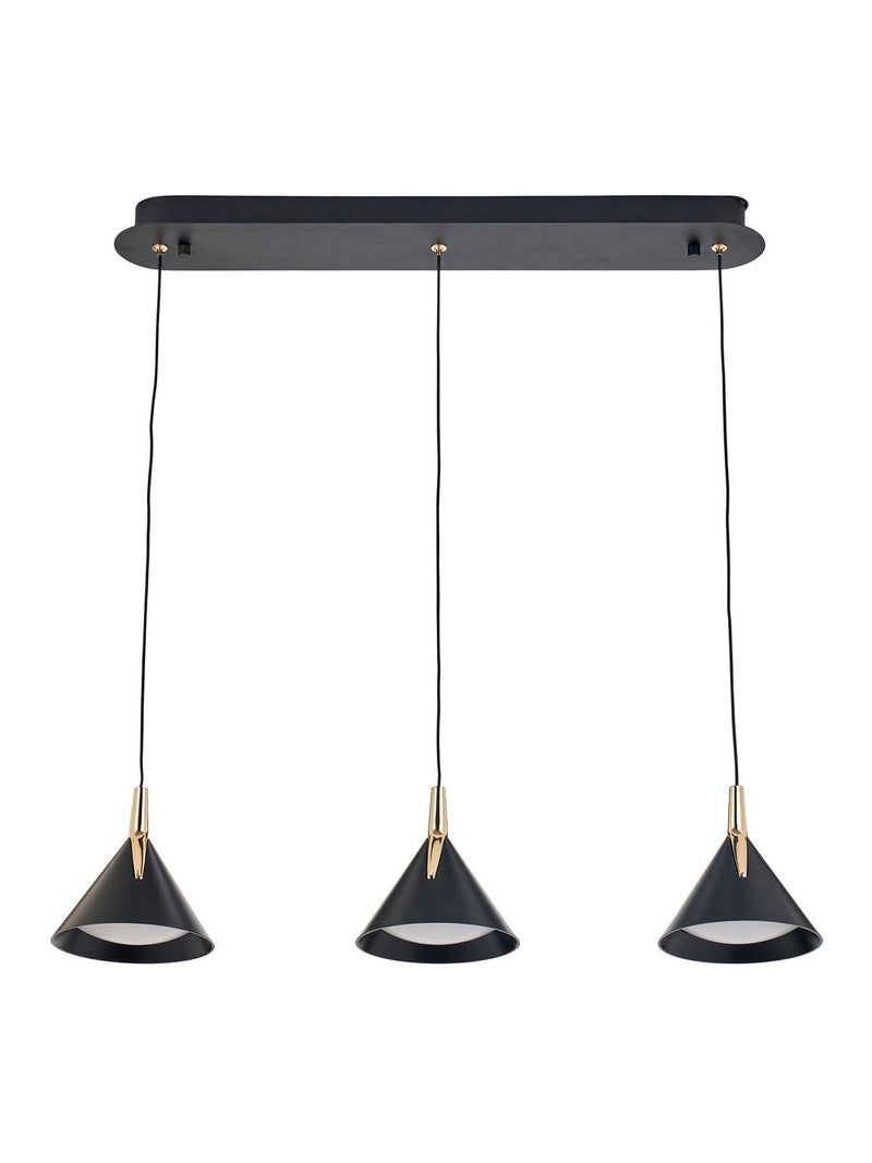 Pacific Black 3 drop LED pendant ceiling light (British brand)