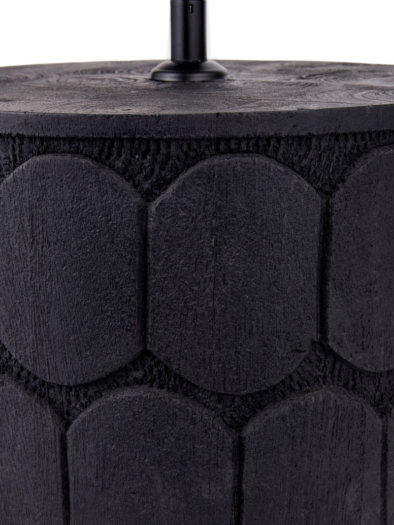 Pacific Cezara table lamp in wood and linen, imported from the UK