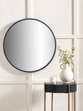 Pacific black metal round wall mirror 70cm, imported from the UK