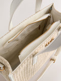 Raffia effect shoulder bag with recycled polyester lining (British brand)