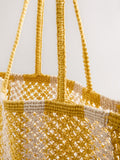Yellow crochet stripe shoulder bag 41cm (British brand)