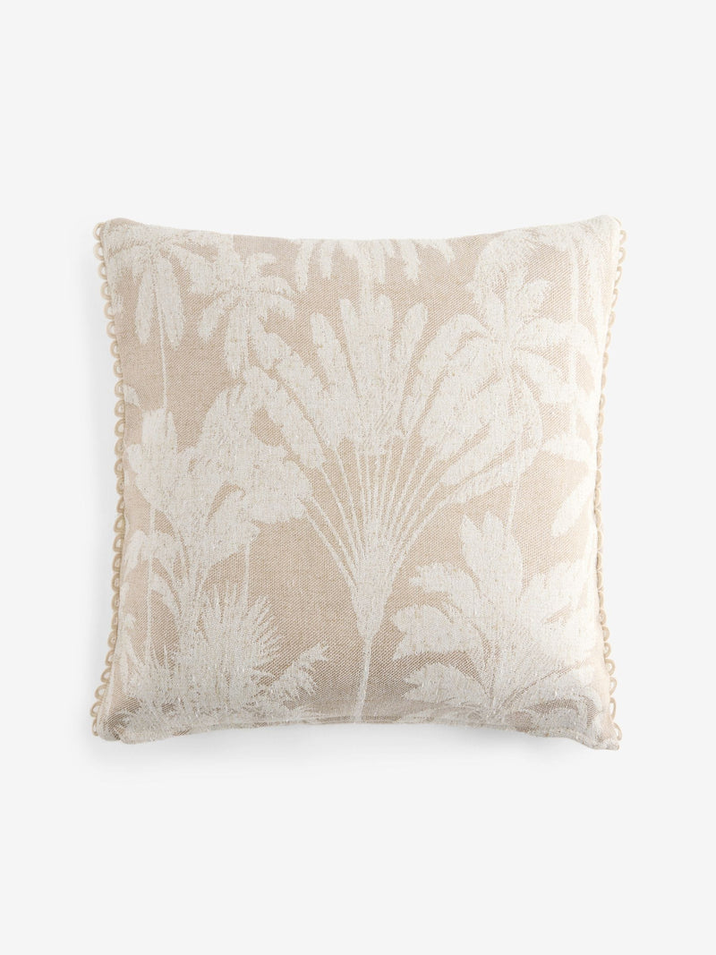 Jacquard palm tree cushion natural tones 50x50cm - British product