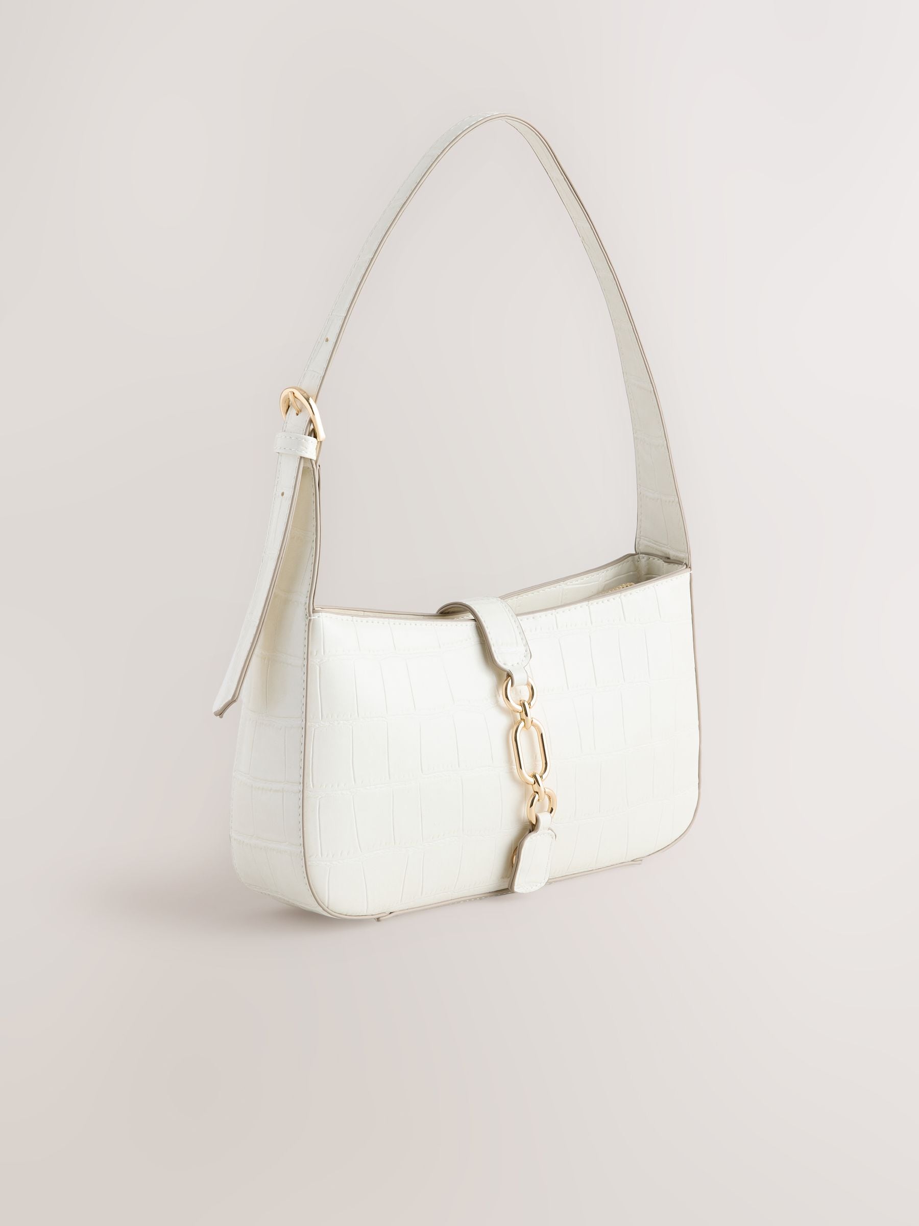 Bone croc structured shoulder bag, UK version