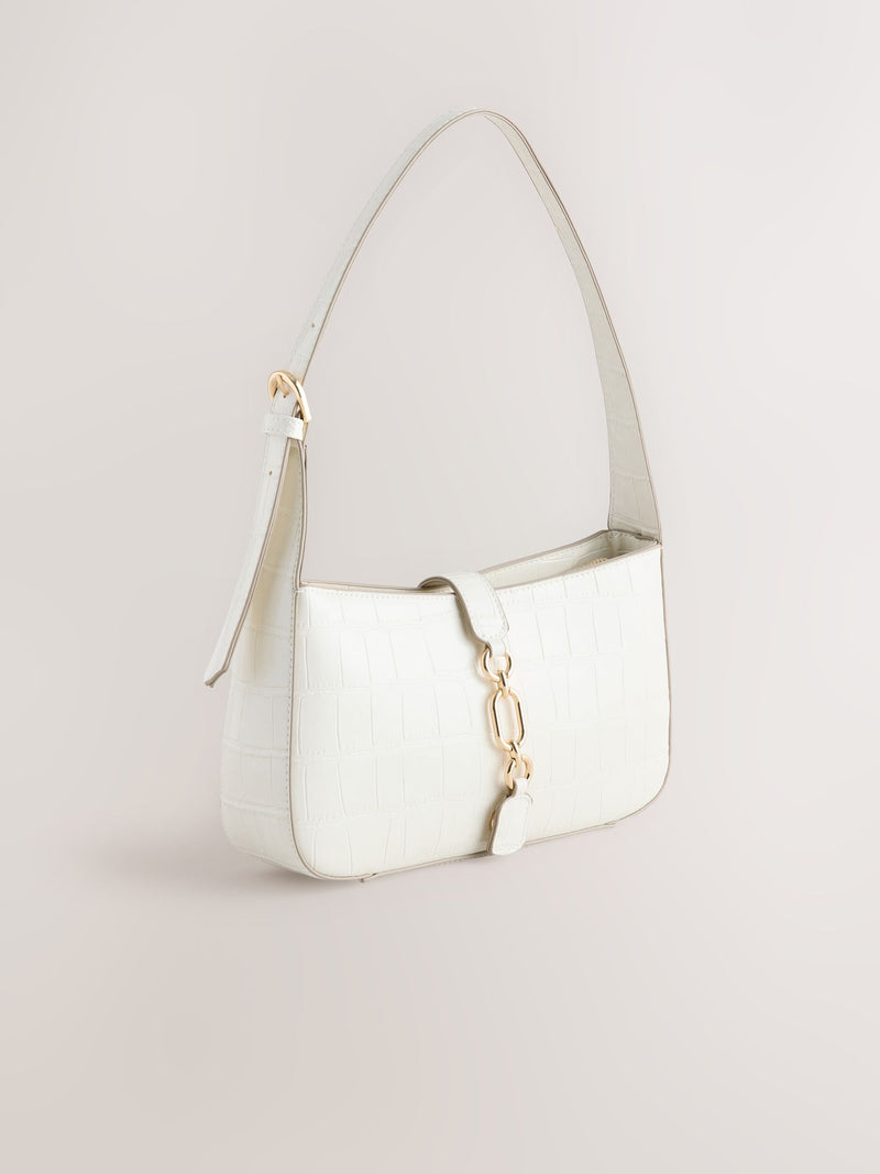 Bone croc structured shoulder bag, UK version